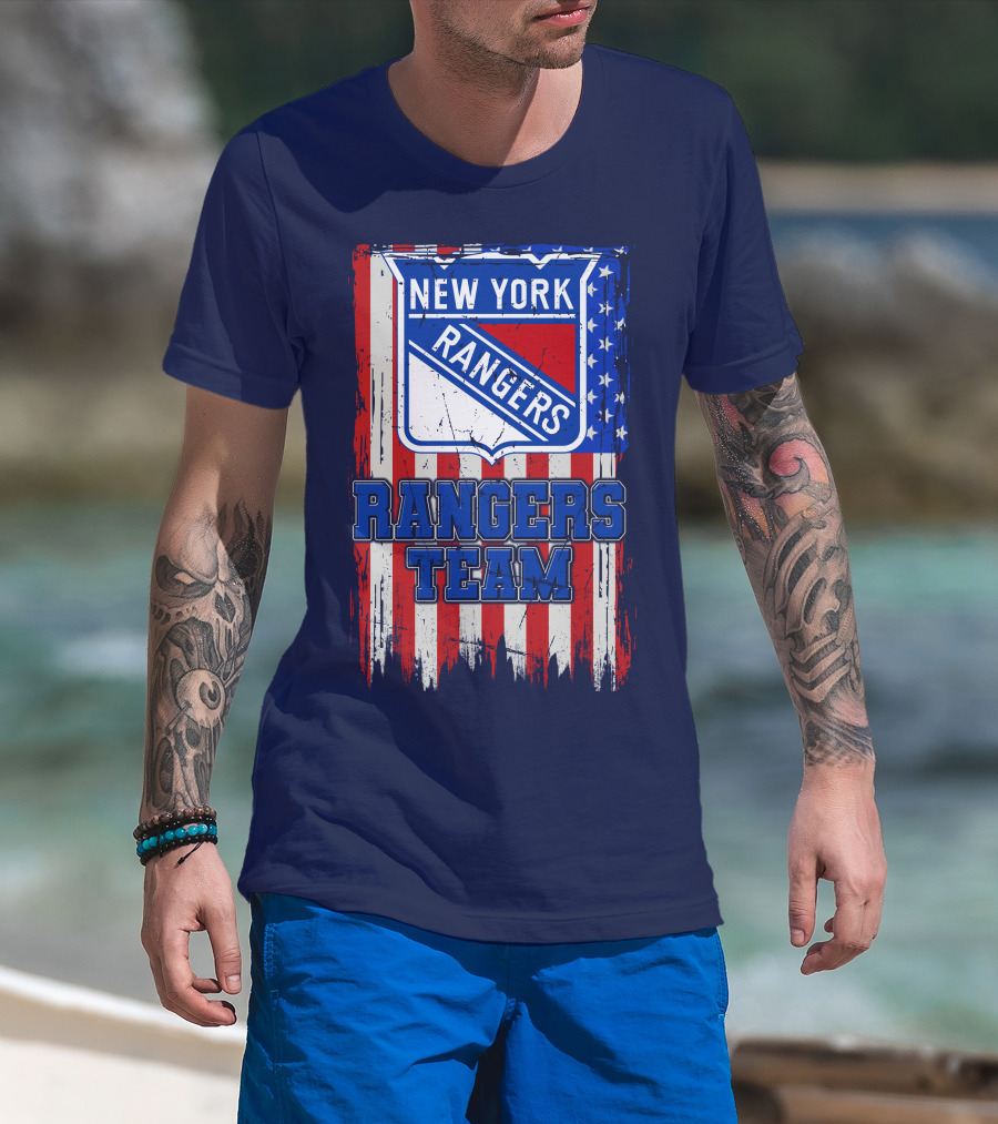 New York Rangers Team American Flag Style T-Shirt