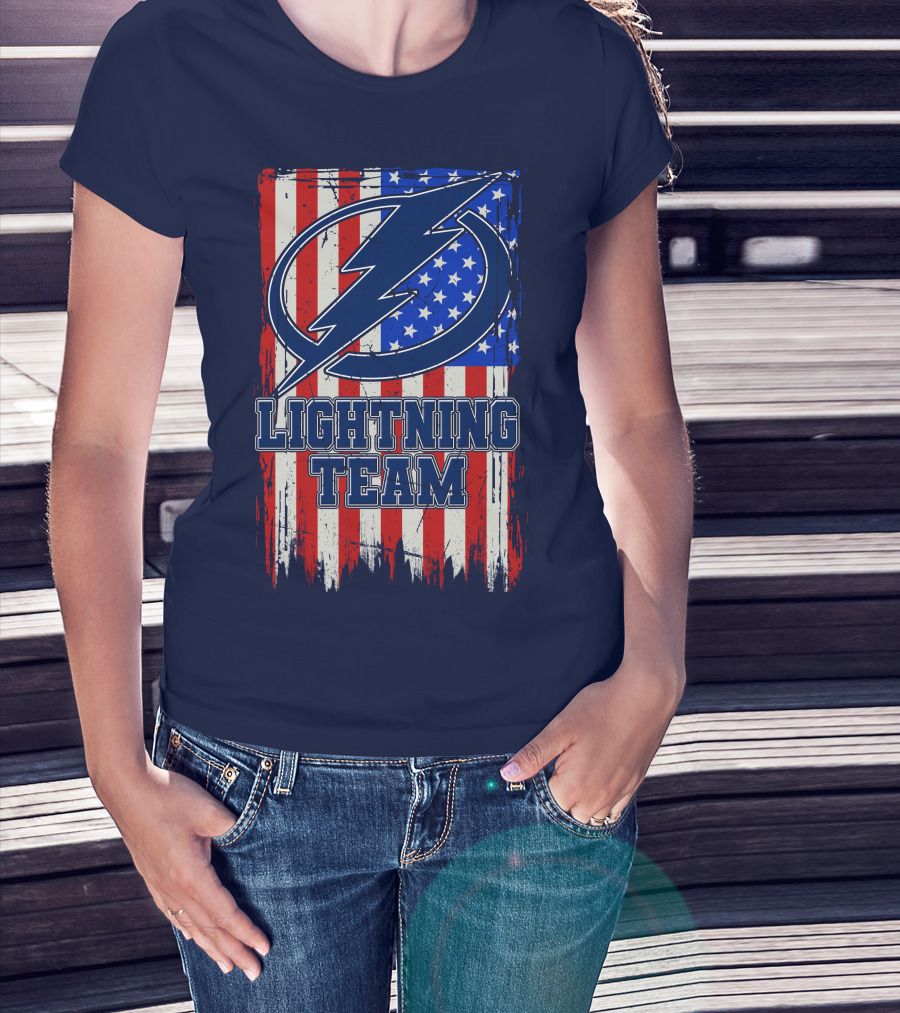 Tampa Bay Lightning Team American Flag T-Shirt
