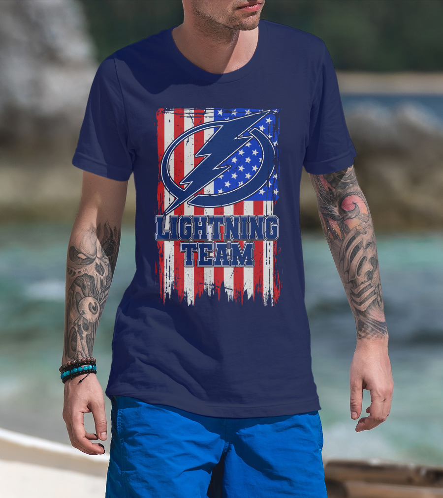 Tampa Bay Lightning Team American Flag T-Shirt