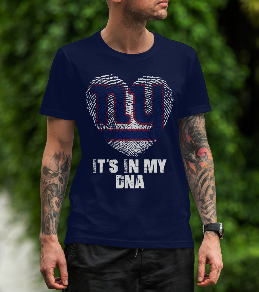 New York Giants It's In My Dna Heart Fingerprint T-Shirt