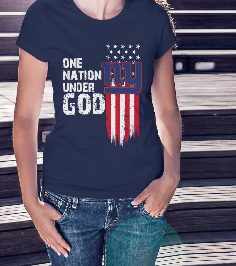 One Nation Under God Ny American Flag Design New York Giants T-Shirt