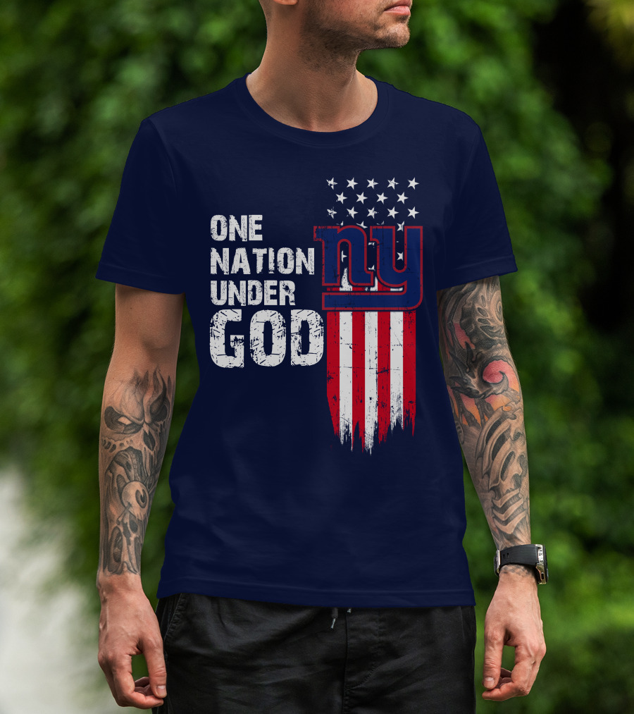 One Nation Under God Ny American Flag Design New York Giants T-Shirt