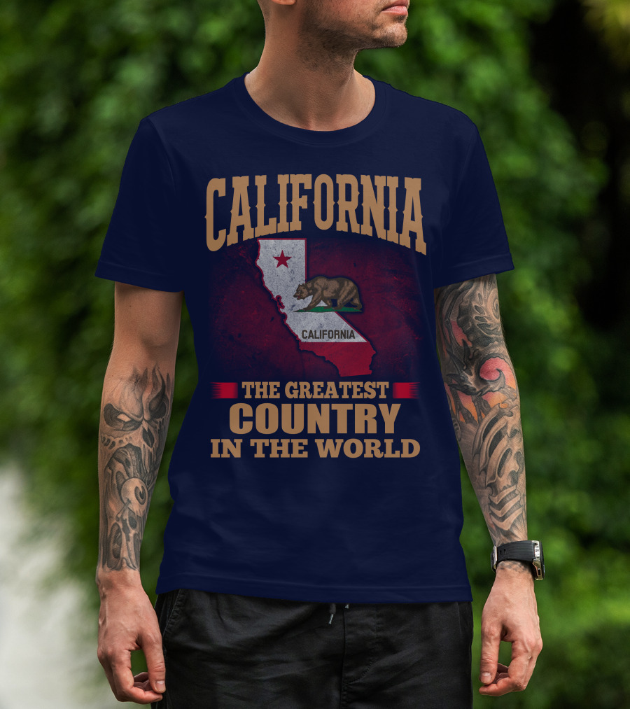 California The Greatest Country In The World Bear Flag Map T-Shirt