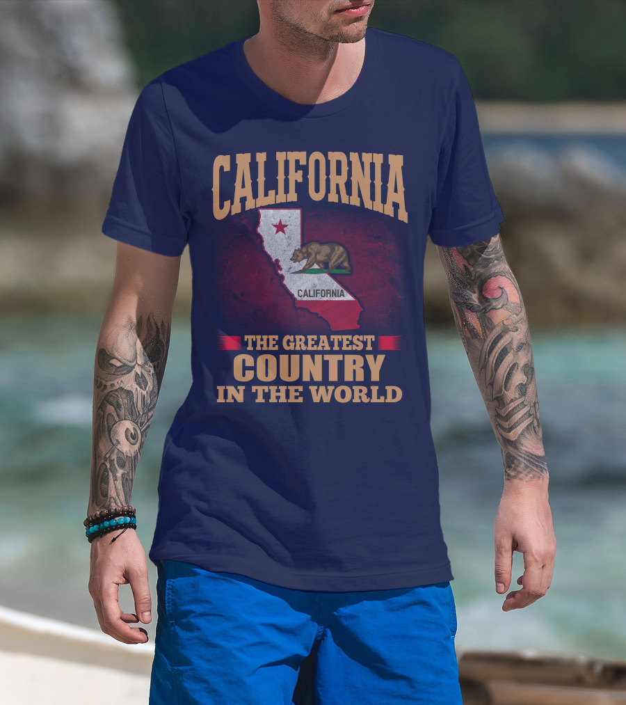 California The Greatest Country In The World Bear Flag Map T-Shirt