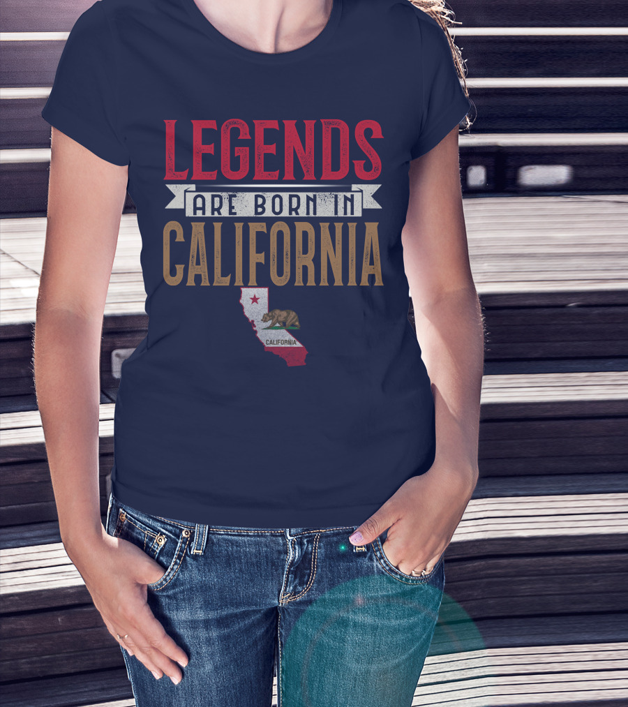 Legends Are Born In California State Flag Bear T-Shirt