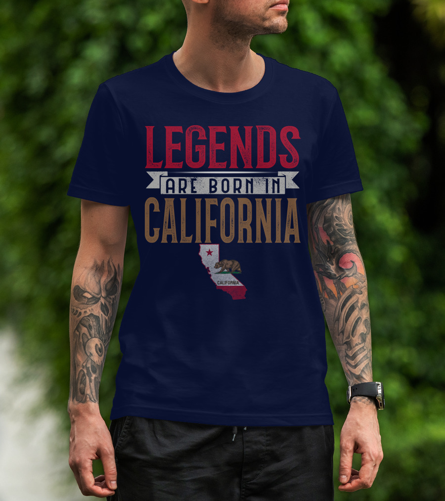 Legends Are Born In California State Flag Bear T-Shirt