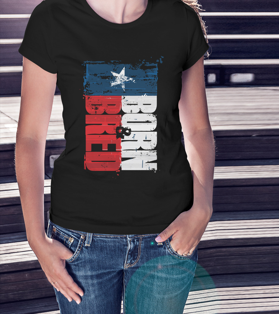 Born & Bred Texas Flag Star Grunge Style T-Shirt