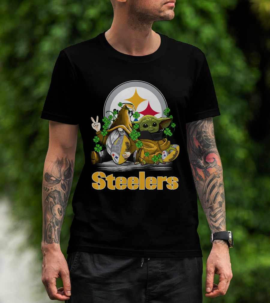 Steelers Shamrock Gnome And Green Alien Football T-Shirt