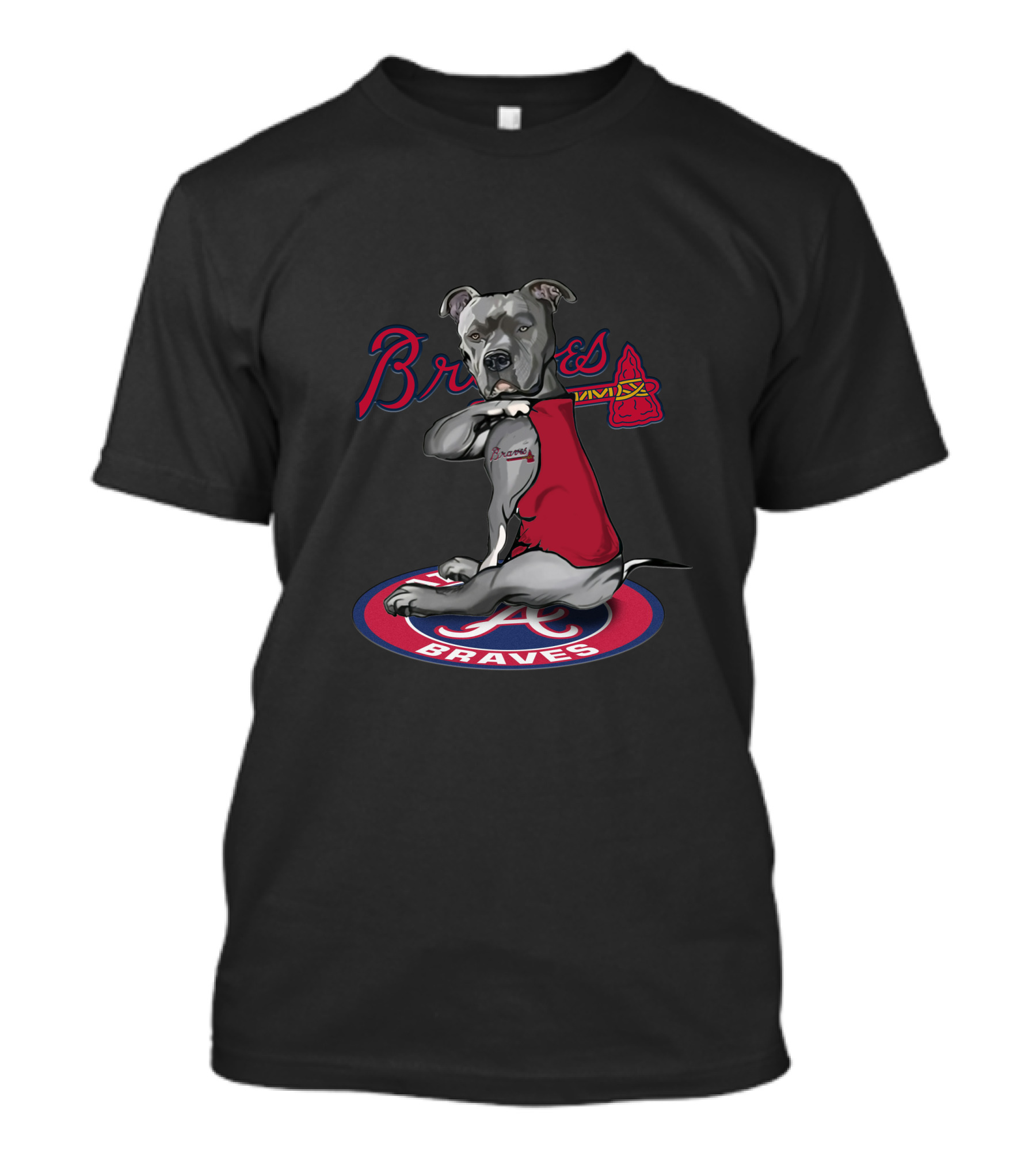 Braves Dog Red Jersey Atlanta Braves Pitbull T-Shirt