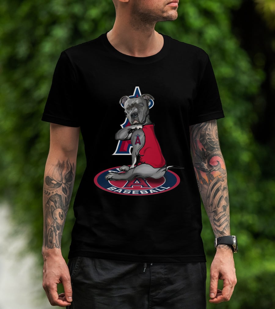 Los Angeles Angels Baseball Dog With Team T-Shirt