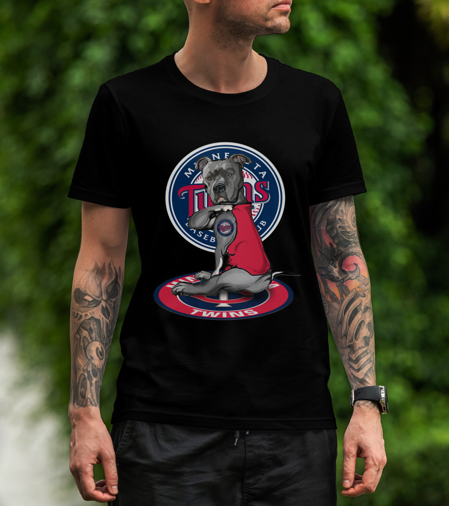 Minnesota Twins Baseball Club Dog With Logo And Red T-Shirt