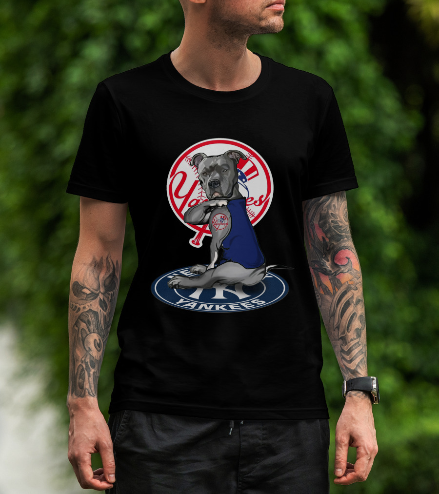 New York Yankees Dog Mascot 19 Baseball Team Logos T-Shirt