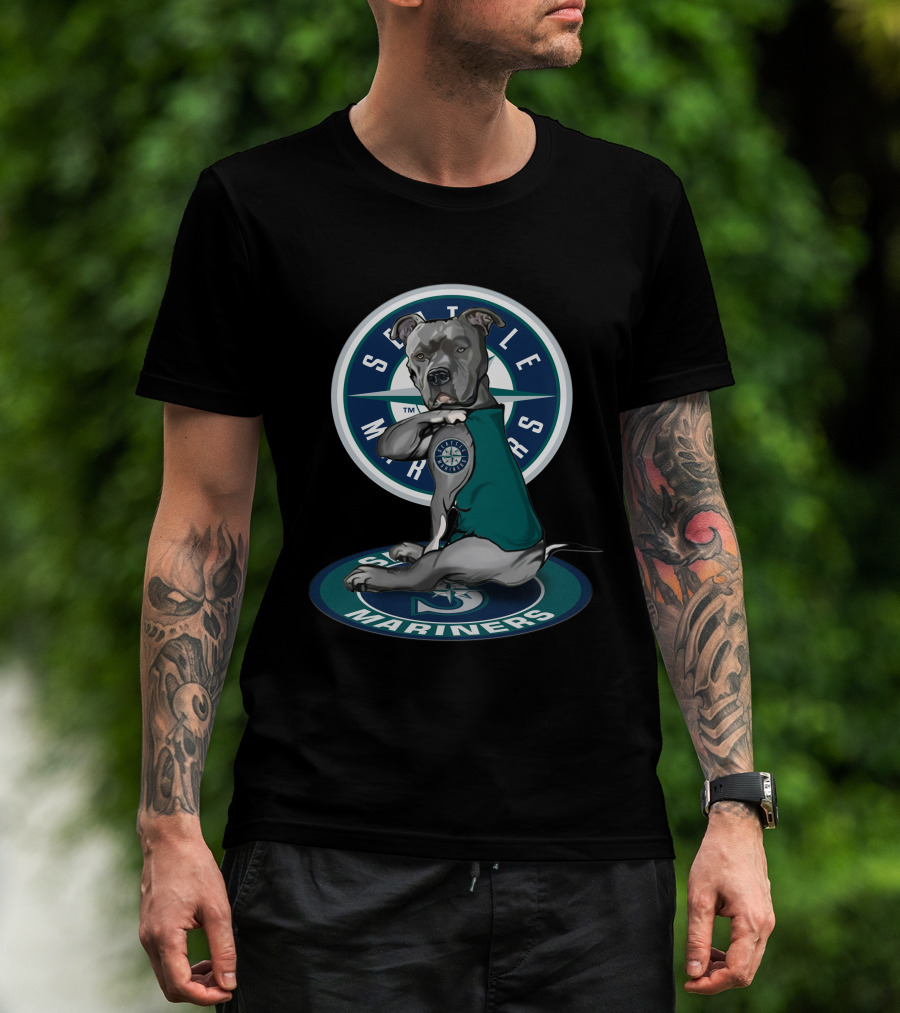 Seattle Mariners Pit Bull Mascot With Team T-Shirt