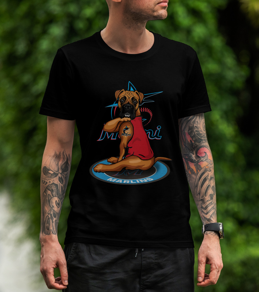 Miami Marlins Dog With Marlins Logo On A Star T-Shirt