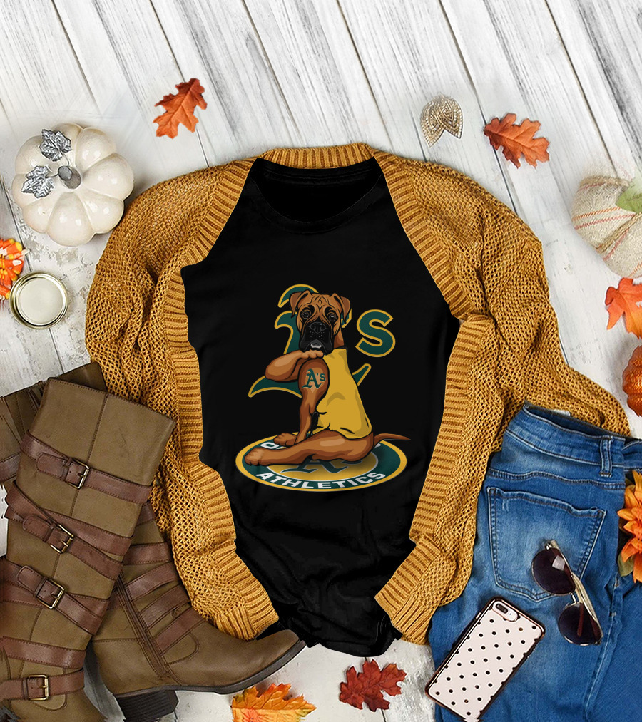 Oakland Athletics Dog With A's Logo And Team Colors T-Shirt