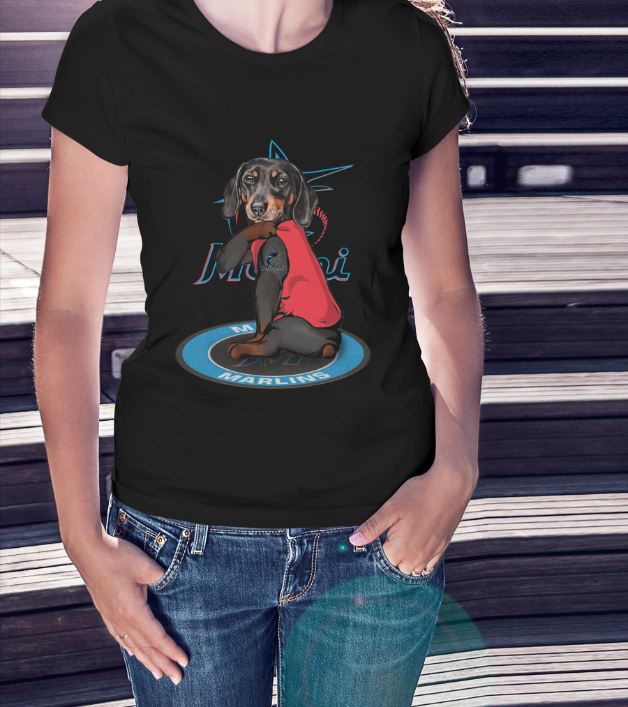 Miami Marlins Dog With Baseball And Team T-Shirt