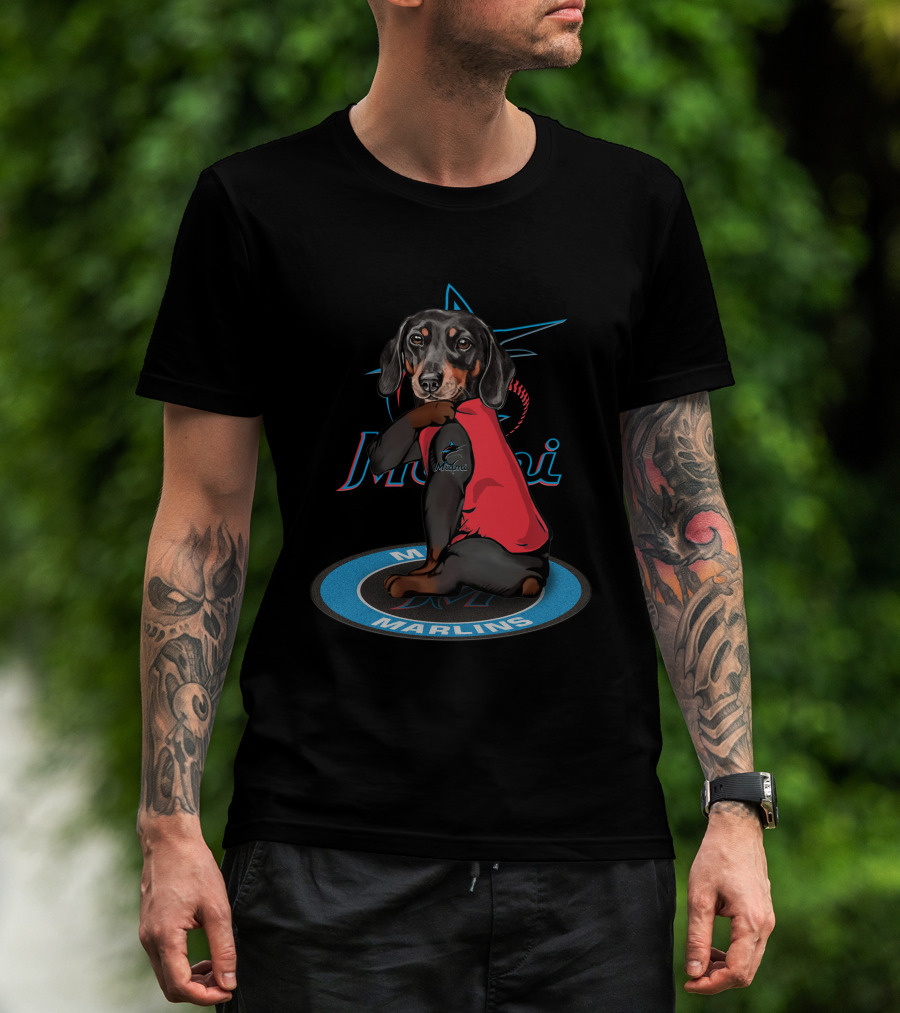 Miami Marlins Dog With Baseball And Team T-Shirt
