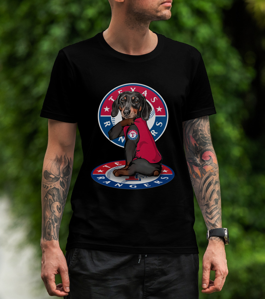 Texas Rangers Dachshund Baseball T-Shirt