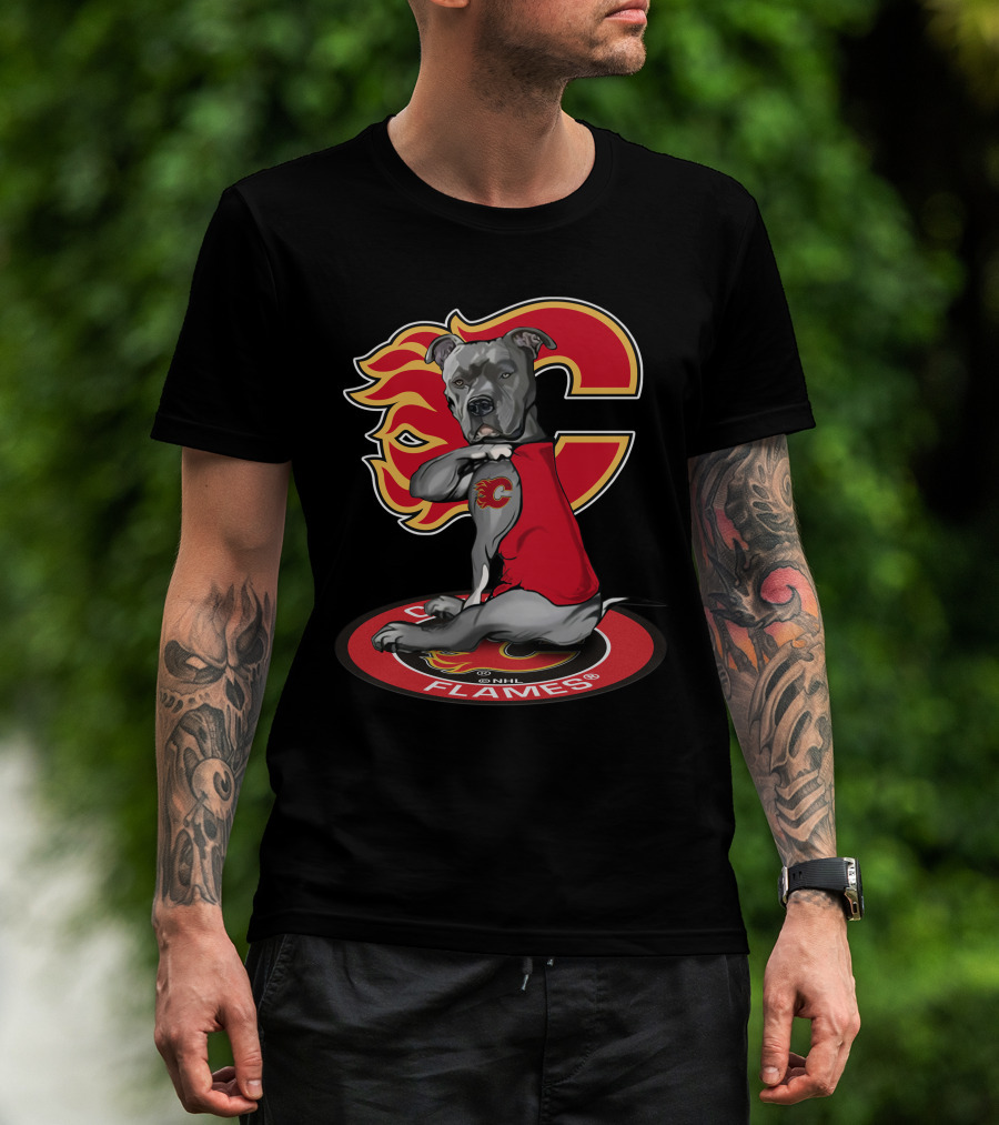 Calgary Flames Dog Logo Nhl T-Shirt