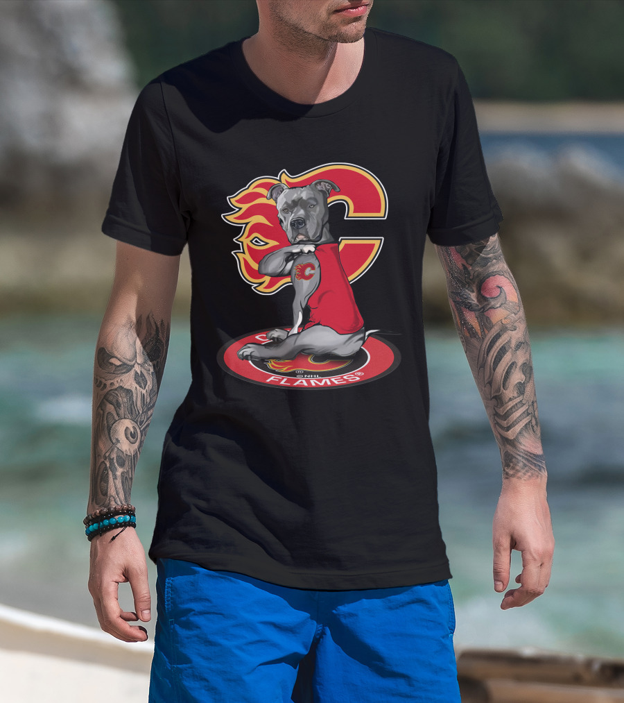 Calgary Flames Dog Logo Nhl T-Shirt