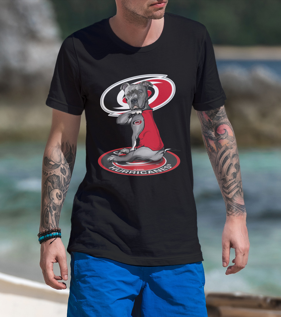 Carolina Hurricanes Dog With Logo Red And Black T-Shirt