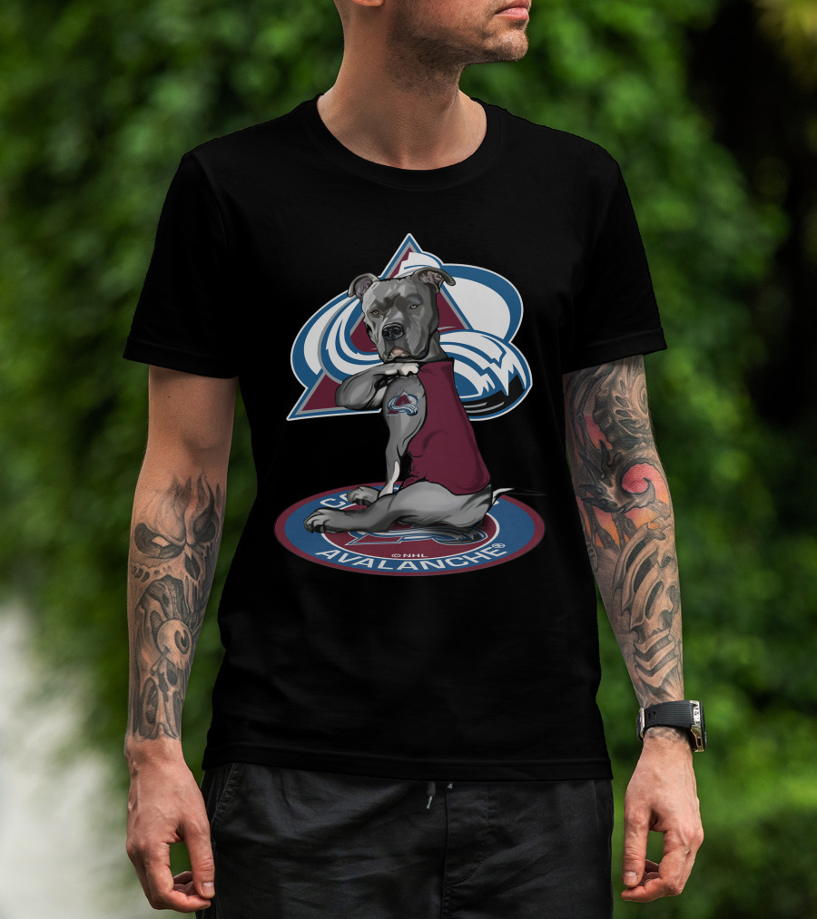 Colorado Avalanche Dog With Team Logo Tattoo And Jersey Nhl T-Shirt