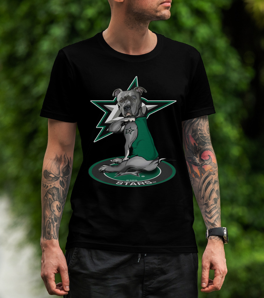 Nhl Dallas Stars Dog With Star Logo And Green Jersey T-Shirt
