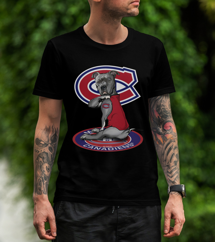 16 Montreal Canadiens Dog With Logo And Jersey T-Shirt