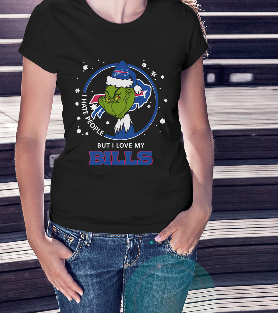 I Hate People But I Love My Bills Buffalo Bills Grinch Christmas T-Shirt