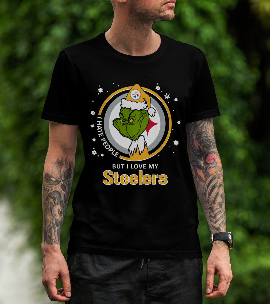 I Hate People But I Love My Pittsburgh Steelers Grinch T-Shirt