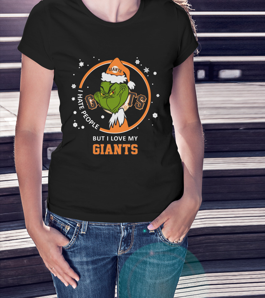 I Hate People But I Love My San Francisco Giants Grinch Holiday T-Shirt
