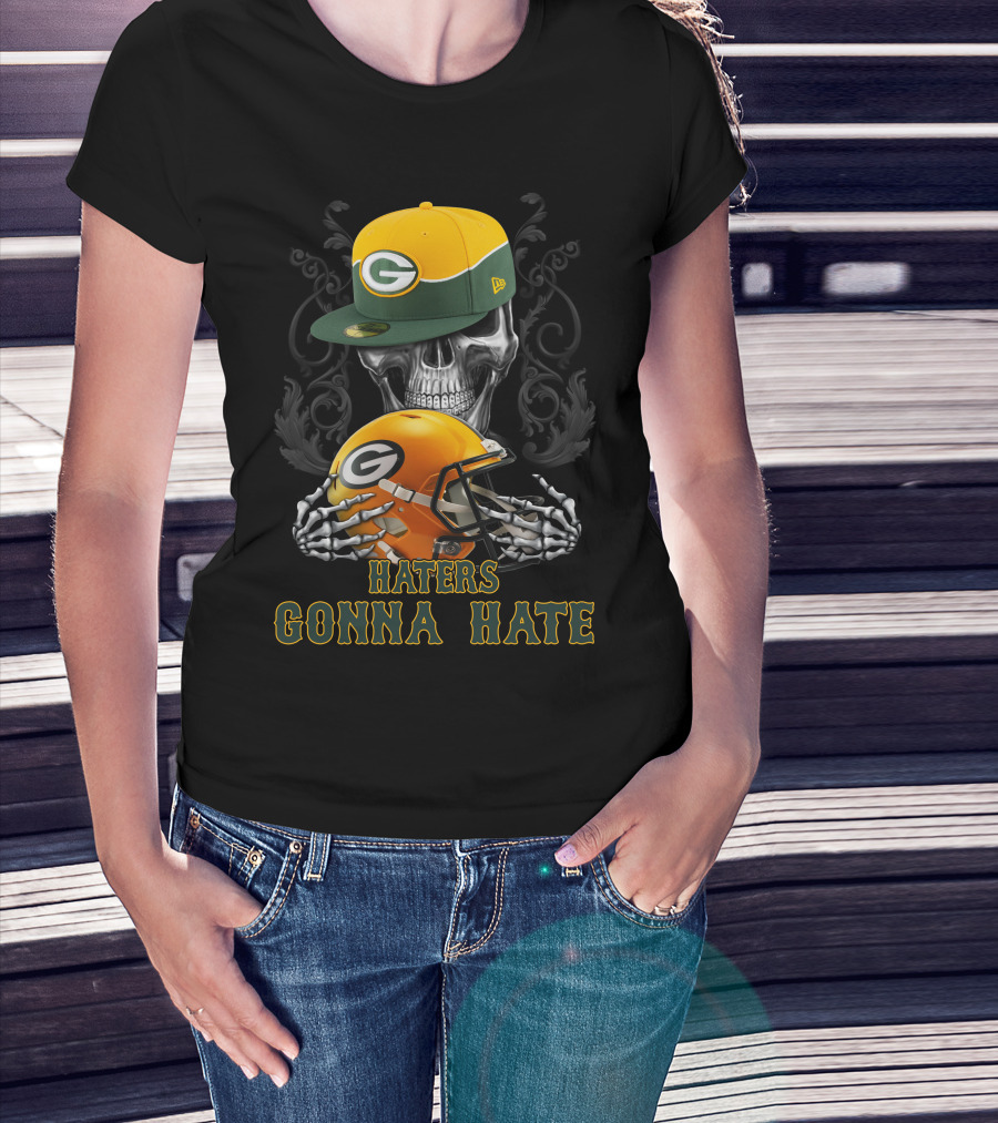 Haters Gonna Hate Green Bay Packers Skull Helmet Cap T-Shirt