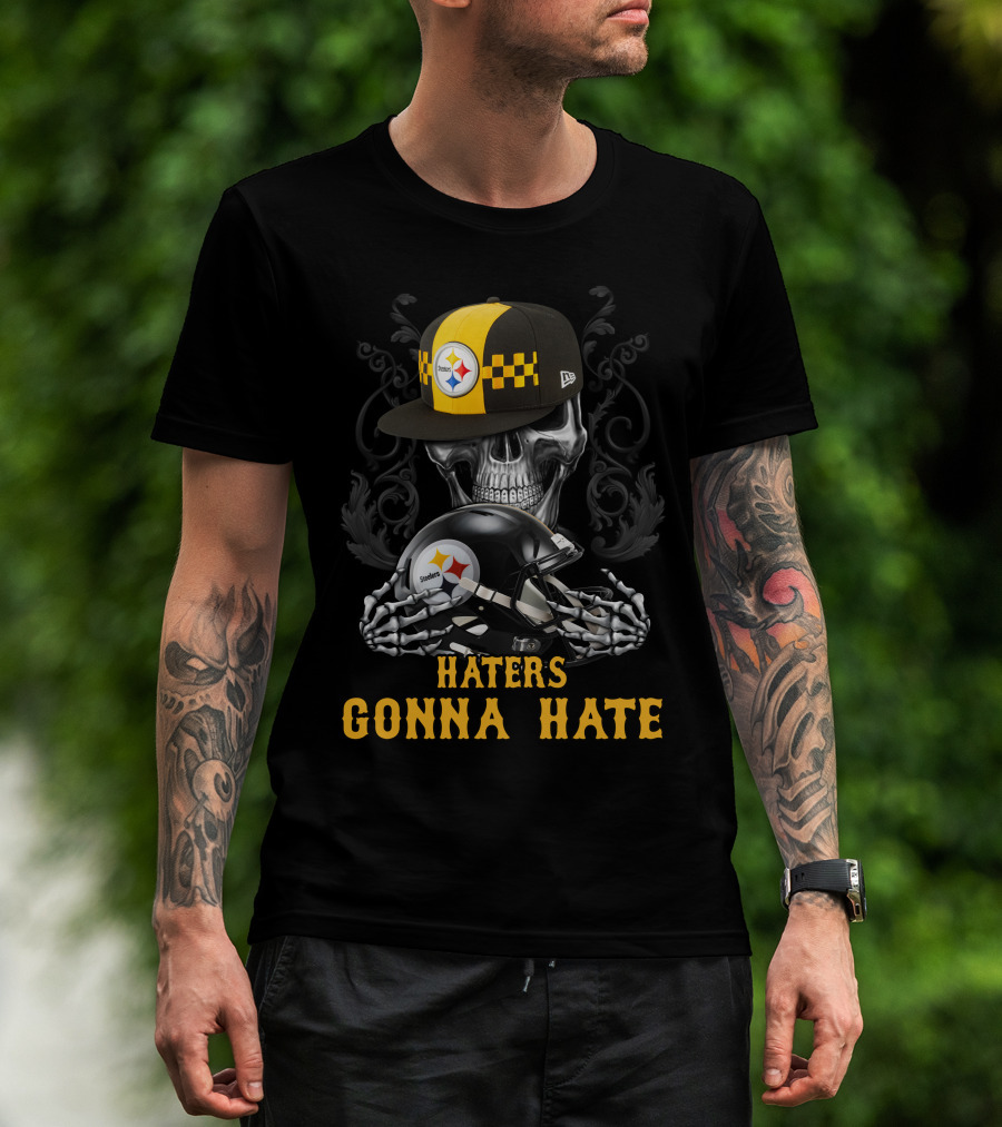 Haters Gonna Hate Pittsburgh Steelers Skull With Helmets T-Shirt