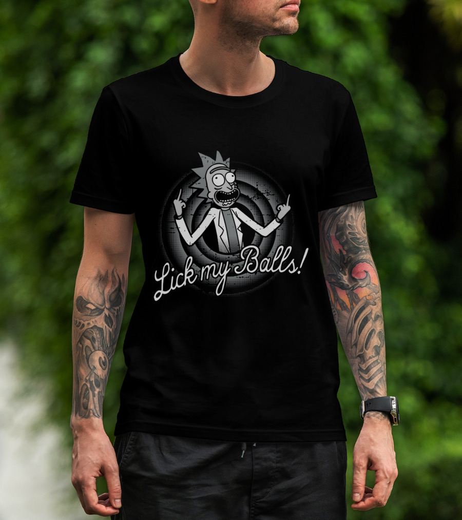 Lick My Balls Rick Middle Finger T-Shirt
