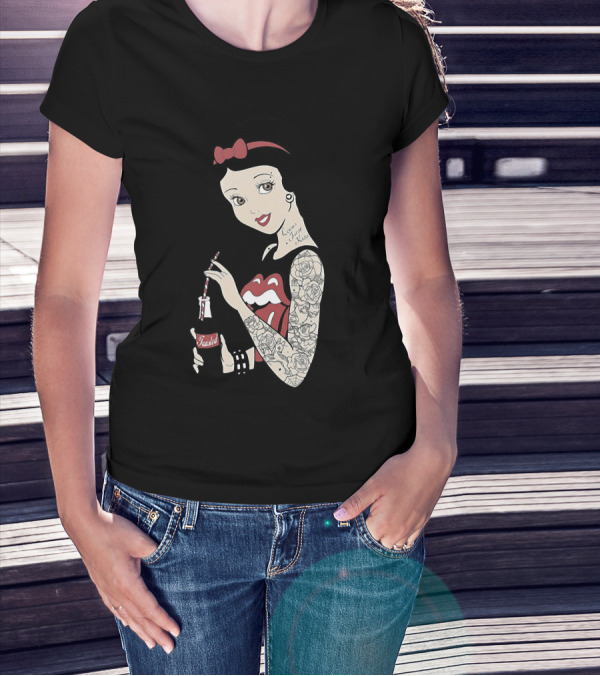 Snow White Tattooed Princess Drinking Coke Rolling Stones T-Shirt