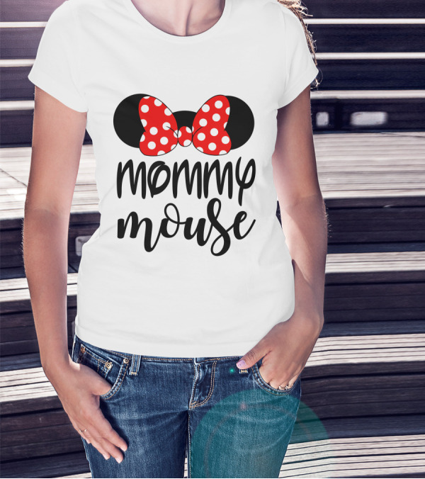 Mommy Mouse Red Polka Dot Bow Ears T-Shirt