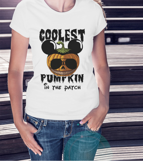 Coolest Pumpkin In The Patch Mickey Ears Sunglasses T-Shirt