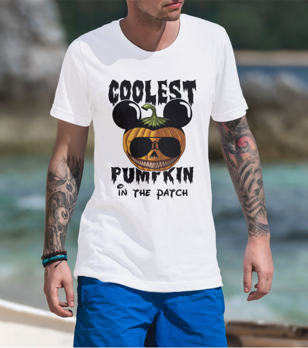 Coolest Pumpkin In The Patch Mickey Ears Sunglasses T-Shirt