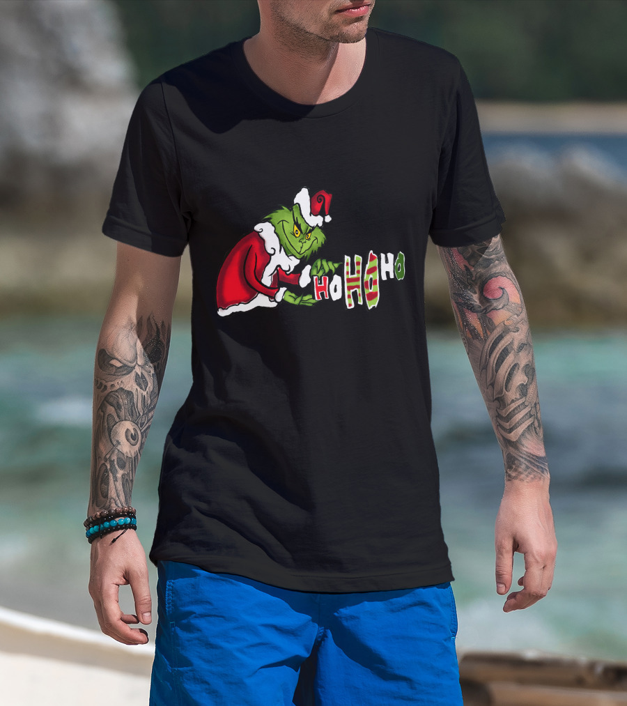Grinch Christmas Ho Ho Ho Santa Suit Holiday Cheer T-Shirt
