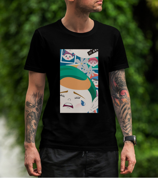 All Out Weeping Piximoji With Floral Background And Expressive Faces T-Shirt