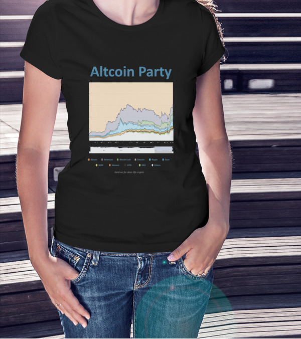Altcoin Party Hold On For Dear Life Crypto Chart Featuring Bitcoin Ethereum Ripple NEO T-Shirt