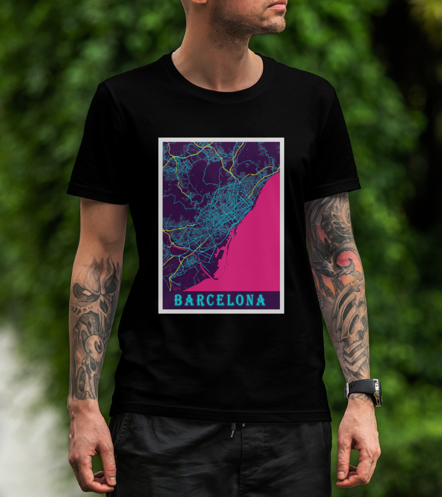 Barcelona Neon City Map 1670368 T-Shirt
