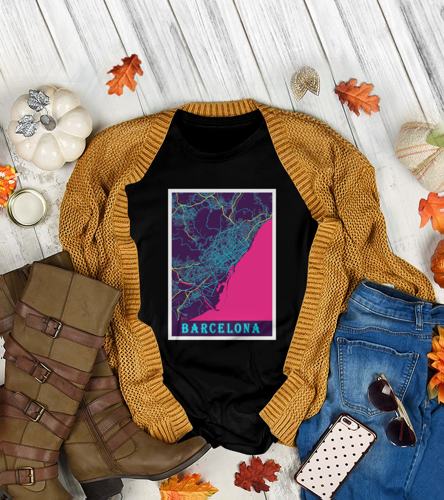 Barcelona Neon City Map 1670368 T-Shirt