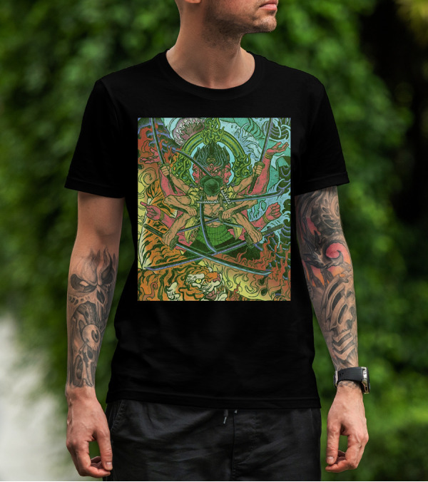 One Piece Roronoa Zoro Asura Concept Colors Of Fury T-Shirt
