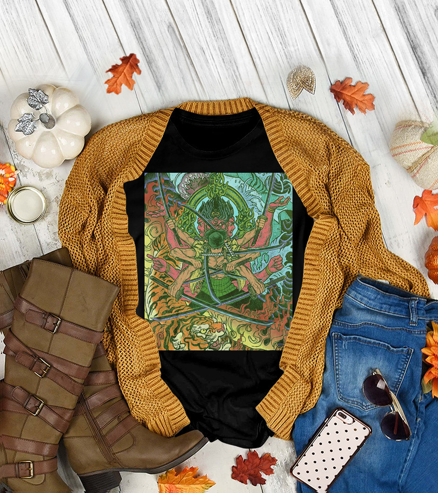 One Piece Roronoa Zoro Asura Concept Colors of Fury T-Shirt