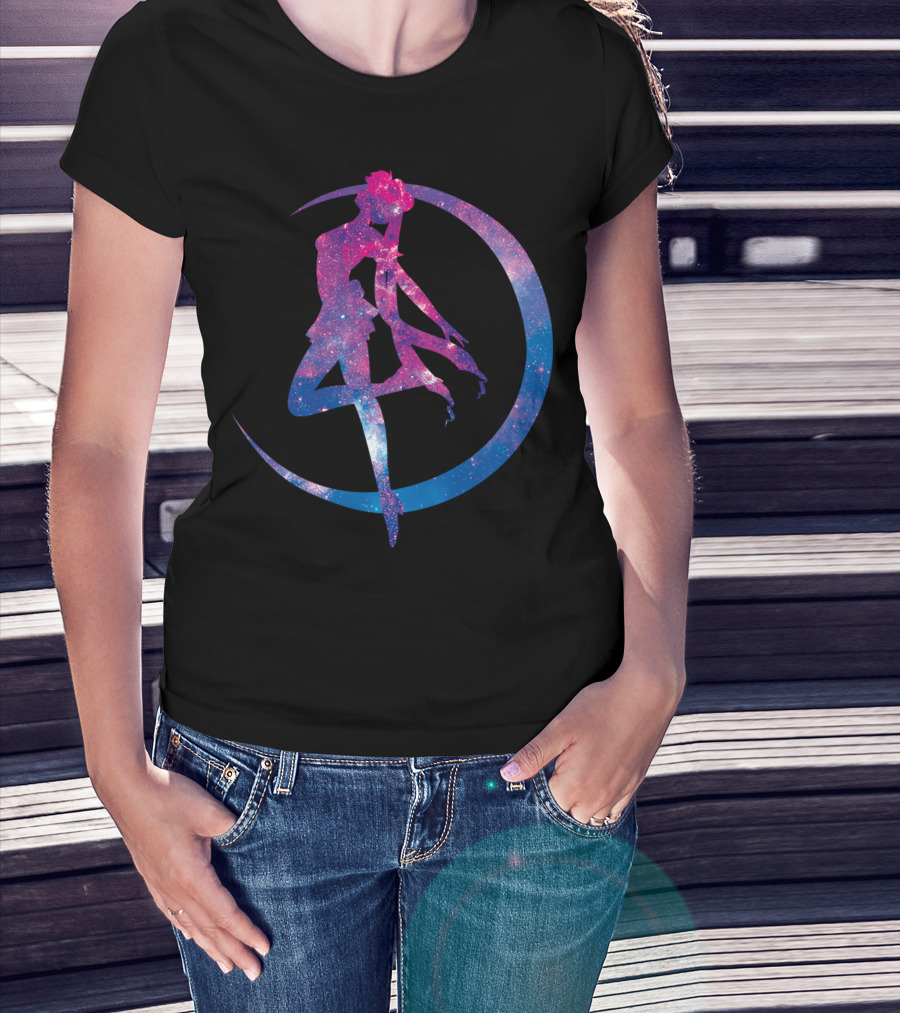 Sailor Moon Galaxy Silhouette Lunar Pose T-Shirt