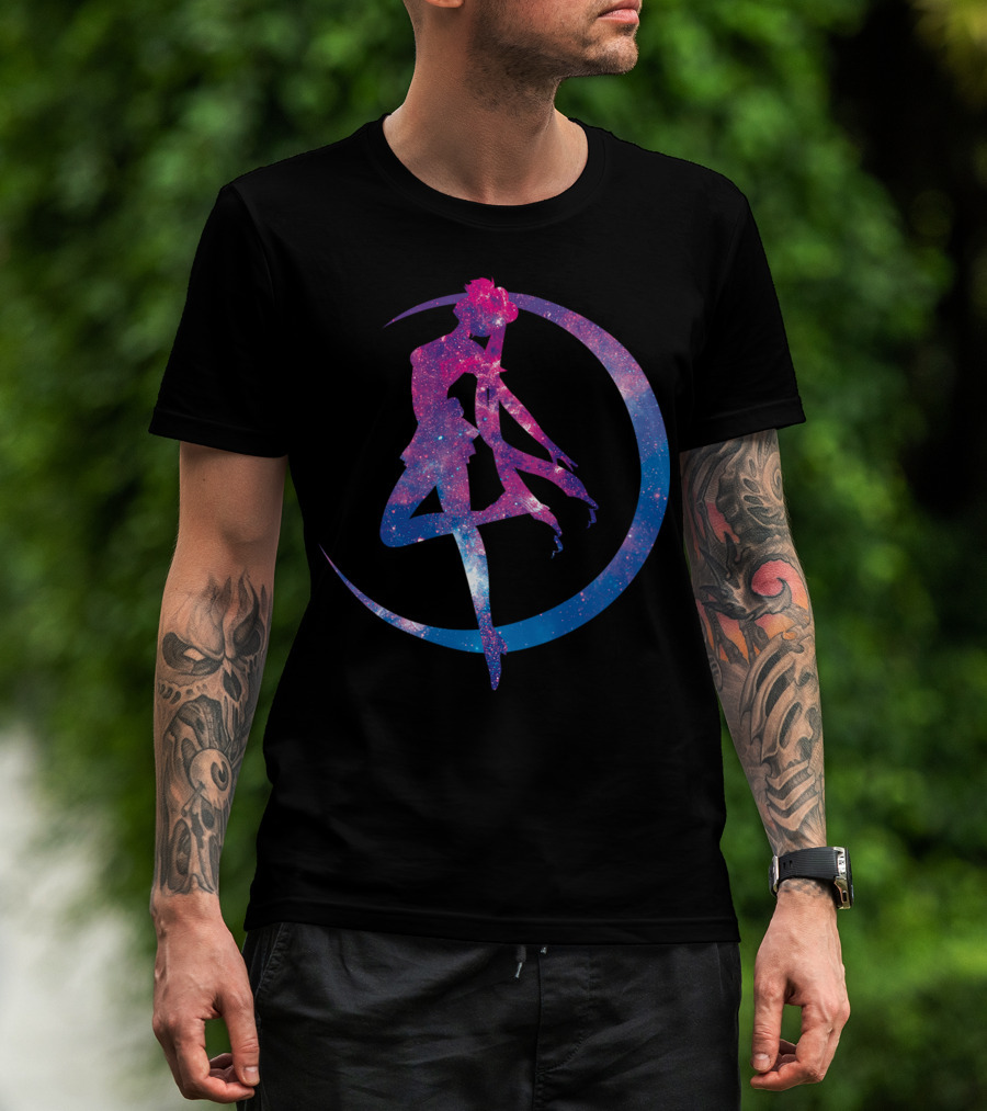 Sailor Moon Galaxy Silhouette Lunar Pose T-Shirt