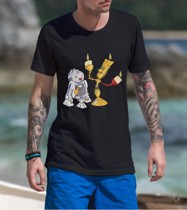 Star Wars The Beastly Duo Crossover Candle Bots T-Shirt