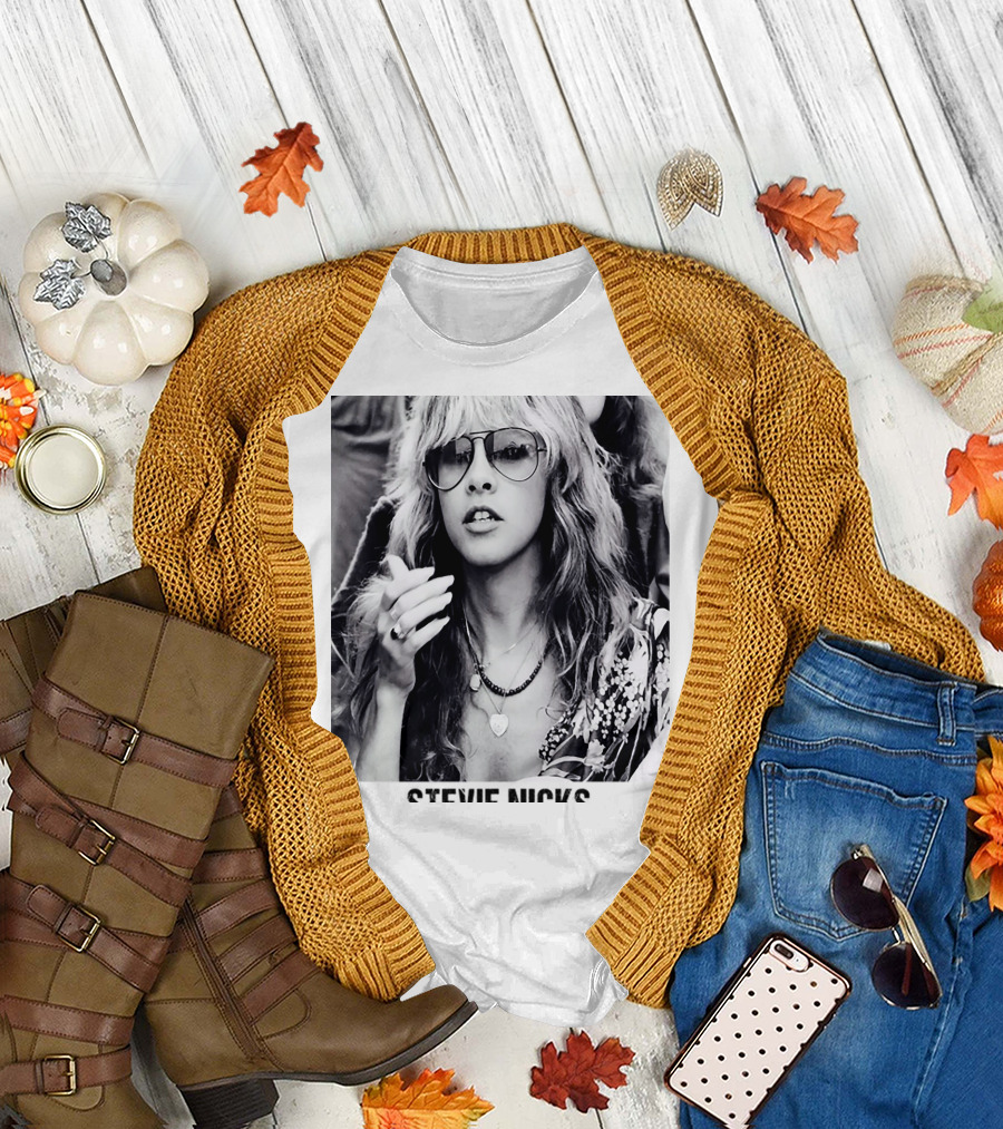 Stevie Nicks Black And White Portrait T-Shirt