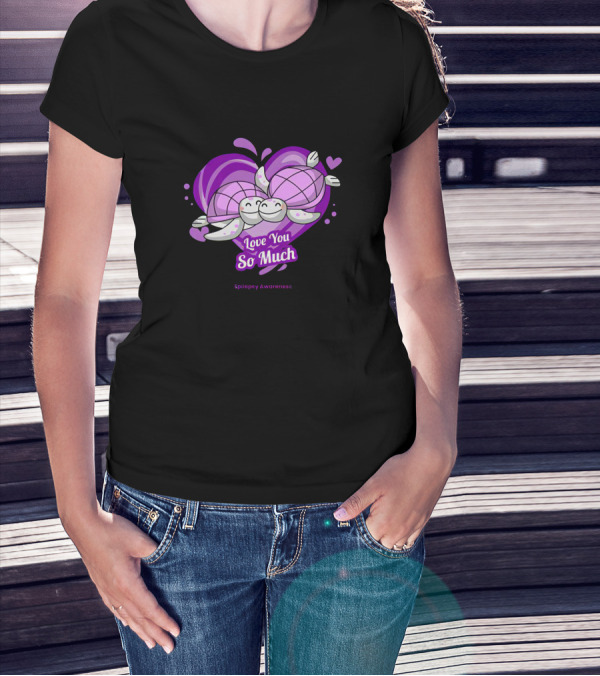Love You So Much Epilepsy Awareness Purple Turtles Heart T-Shirt